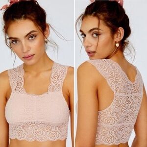 Free People Lace Bralette in Blush Pink